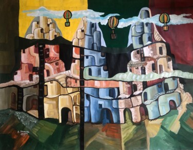 Schilderij getiteld "Cappadocia" door Abdelrahman Shamieh, Origineel Kunstwerk, Acryl