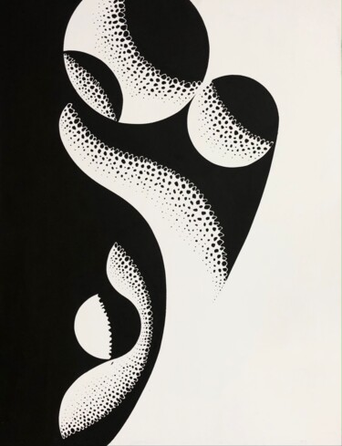 Malerei mit dem Titel "noir et blanc" von Abderrahim Annag El Khair, Original-Kunstwerk, Acryl