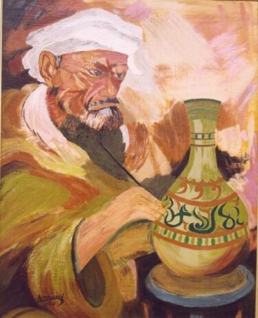 Malarstwo zatytułowany „le Potier de Safi (…” autorstwa Abderrahim El Moujaouid, Oryginalna praca, Akryl Zamontowany na Drew…