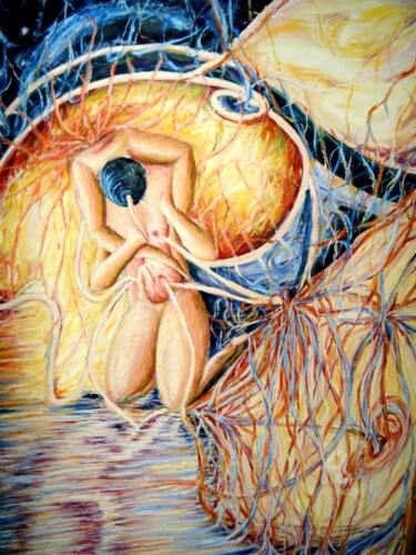 绘画 标题为“L'Attachement” 由Fatiha Abellache, 原创艺术品, 油