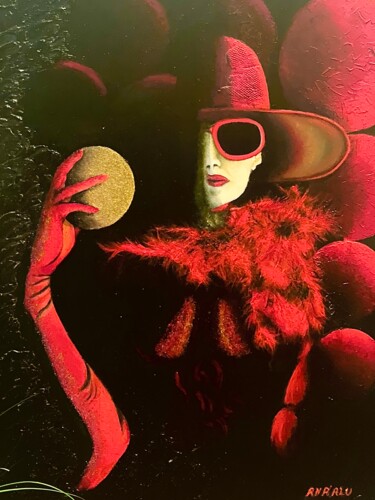 Картина под названием "Dame en Rouge (Lady…" - Andrew (Ana` Alu) Hollimon, Подлинное произведение искусства, Акрил Установле…