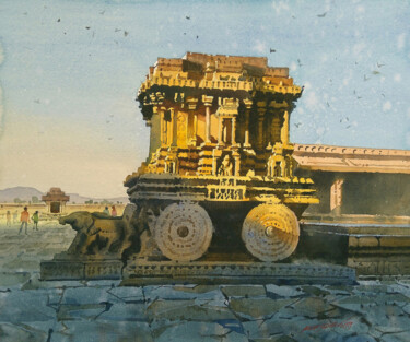 Pittura intitolato "GOLDEN LIGHT ON STO…" da Abhijit Jadhav, Opera d'arte originale, Acquarello