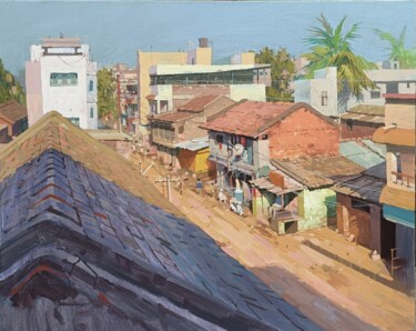 Pittura intitolato "edge of rurality" da Abhijit Jadhav, Opera d'arte originale, Acrilico