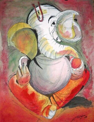 Картина под названием "Ganesha" - Abhilasha Singh, Подлинное произведение искусства