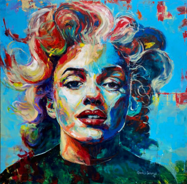 Ζωγραφική με τίτλο "Marilyn Monroe Love" από Abhishek Deheriya, Αυθεντικά έργα τέχνης, Ακρυλικό