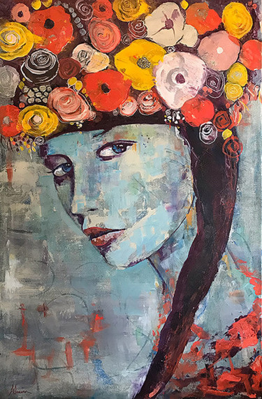Schilderij getiteld "Blossoming" door Abi Jameson, Origineel Kunstwerk, Acryl