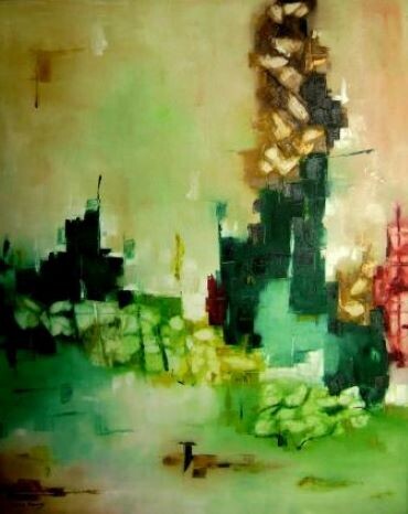 Pintura intitulada "Paisagem Urbana I" por Abílio Marcos, Obras de arte originais, Óleo