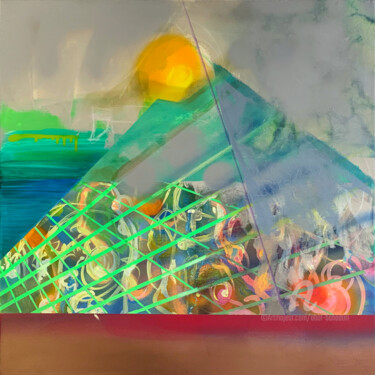Malerei mit dem Titel "Pyramid of the Sun" von Abol Bahadori, Original-Kunstwerk, Acryl
