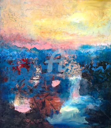 Peinture intitulée "symphonie-bleue.jpg" par A Bourg Art, Œuvre d'art originale, Huile