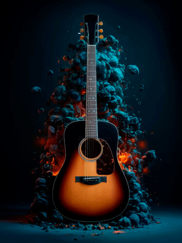 Arte digitale intitolato "folk acoustic guitar" da Abreu, Opera d'arte originale, Lavoro digitale 2D