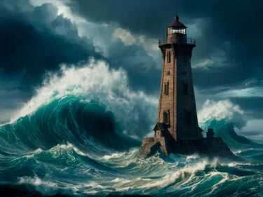 Digital Arts titled "calm dream rough sea" by Abreu, Original Artwork, Digital Painting