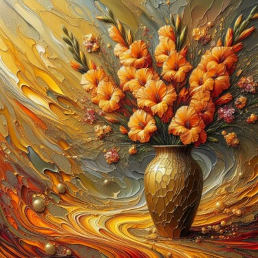 Digitale Kunst mit dem Titel "Ethereal Blossoms" von Abstract Bliss, Original-Kunstwerk, KI-generiertes Bild