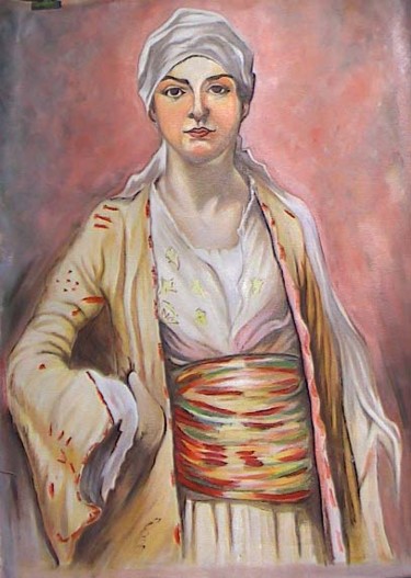 Painting titled "Ottoman Girl" by Alper Celebi, Original Artwork, Oil