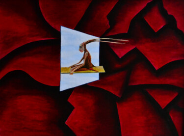 Картина под названием "В небо Дверь" - Acheron Hock, Подлинное произведение искусства, Масло