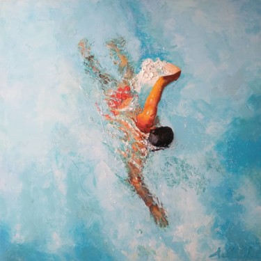 "The swimmer" başlıklı Tablo Achille Chiarello tarafından, Orijinal sanat, Petrol