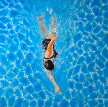 绘画 标题为“The swimmer 2” 由Achille Chiarello, 原创艺术品, 油