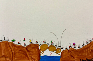 Рисунок под названием "Ant Bridge" - Adam Kamhi, Подлинное произведение искусства, Акварель