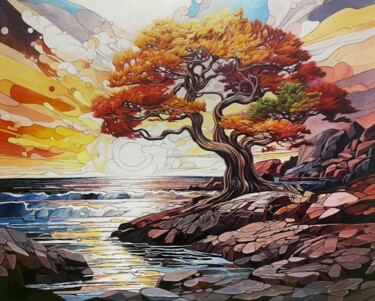 Pintura titulada "The Tree of Life at…" por Adam Laabs, Obra de arte original, Acrílico Montado en Bastidor de camilla de ma…