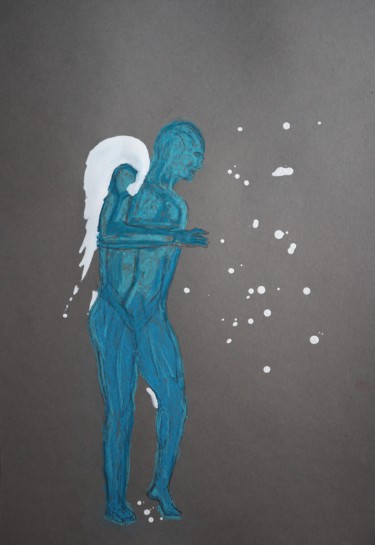 Рисунок под названием "Blue" - Adam Spinosa, Подлинное произведение искусства, Мел