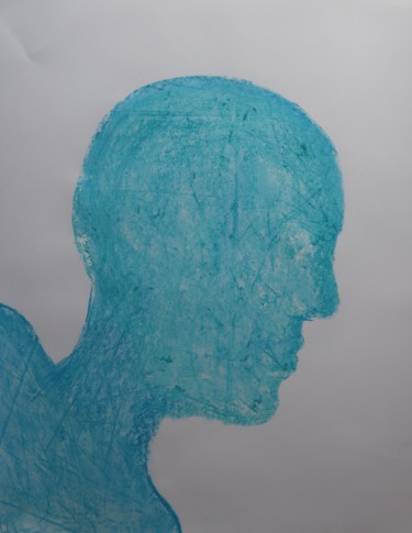 Σχέδιο με τίτλο "blueface" από Adam Spinosa, Αυθεντικά έργα τέχνης, Κιμωλία