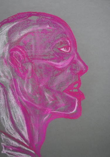 Drawing titled "Head" by Adam Spinosa, Original Artwork, Chalk