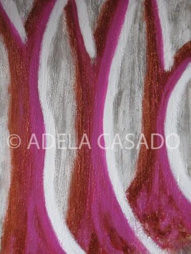 Ζωγραφική με τίτλο "TRONCOS SOBRE PLATE…" από Adela Casado Cano, Αυθεντικά έργα τέχνης, Ακρυλικό