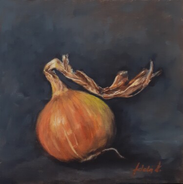 Pittura intitolato "Onion oil painting" da Adela V, Opera d'arte originale, Olio Montato su Cartone