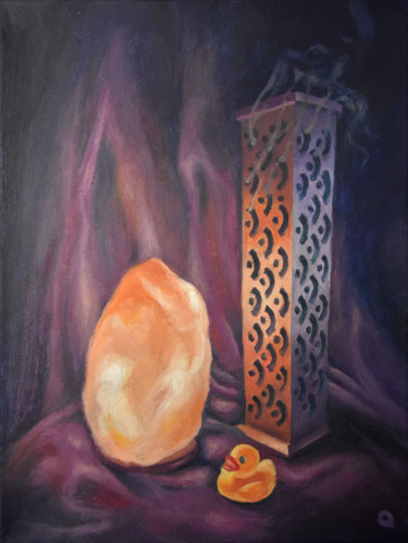 Peinture intitulée "Lamp, Duck and Ince…" par Adelacreative, Œuvre d'art originale, Huile Monté sur Châssis en bois