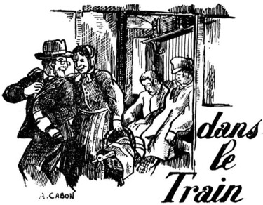 Dessin intitulée "Dans le Train" par Adolphe Cabon, Œuvre d'art originale