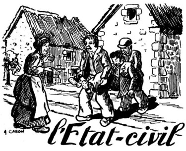 Dessin intitulée "L'Etat-civil" par Adolphe Cabon, Œuvre d'art originale