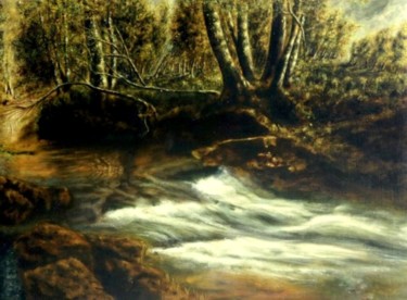 Peinture intitulée "torrent du LIMOUSIN" par Adonis-Charles, Œuvre d'art originale, Huile Monté sur Châssis en bois