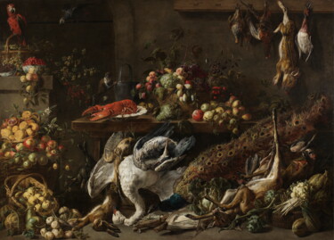 Pittura intitolato "Un garde-manger" da Adriaen Van Utrecht, Opera d'arte originale, Olio