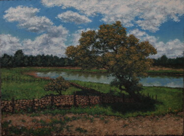 Peinture intitulée "San Isidro" par Adrian Castro, Œuvre d'art originale, Huile Monté sur Panneau de bois