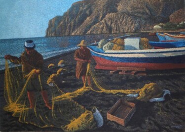Peinture intitulée "los-pescadores" par Adrian Castro, Œuvre d'art originale, Huile
