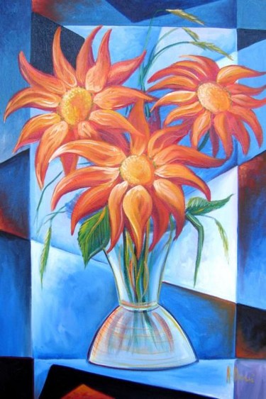Peinture intitulée "Flower 6" par Adrian Doni, Œuvre d'art originale, Huile