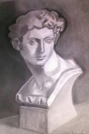 Painting titled "El Rostro del David" by Adriana Betancourt, Original Artwork, Charcoal