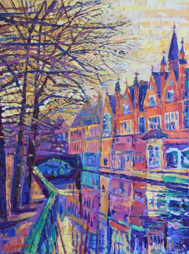 Pittura intitolato "Canals of Bruges" da Adriana Dziuba, Opera d'arte originale, Acrilico