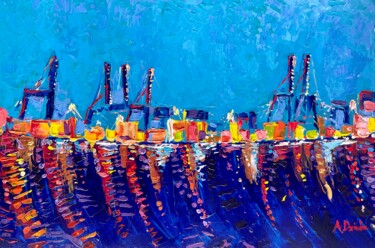 Pittura intitolato "Port of Malaga" da Adriana Dziuba, Opera d'arte originale, Acrilico