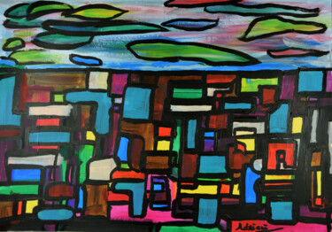 Painting titled "city of expectations" by Adriani, Original Artwork, Acrylic