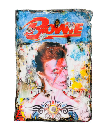 Collagen mit dem Titel "David Bowie Aladdin…" von Adriano Cuencas, Original-Kunstwerk, Collagen