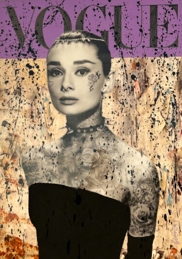 Digitale Kunst mit dem Titel "Audrey VOGUE Alumin…" von Adriano Cuencas, Original-Kunstwerk, Digitale Collage