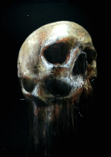 Schilderij getiteld "Skull" door Adrien Conrad, Origineel Kunstwerk, Acryl