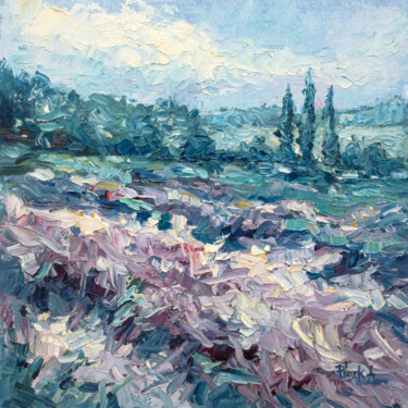 Pittura intitolato "Provence Lavender F…" da Adrienn Pécsek, Opera d'arte originale, Olio Montato su Altro pannello rigido