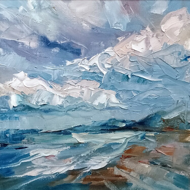 Painting titled "Impasto Seascape Wi…" by Adrienn Pécsek, Original Artwork, Oil