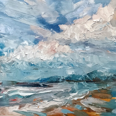 Schilderij getiteld "Impasto Seascape Wi…" door Adrienn Pécsek, Origineel Kunstwerk, Olie