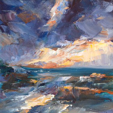 Pintura titulada "Sunset Seascape In…" por Adrienn Pécsek, Obra de arte original, Oleo