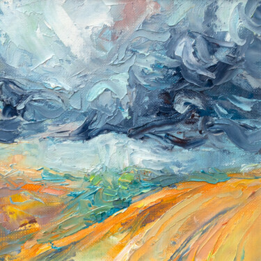 Schilderij getiteld "Storm Cloud" door Adrienn Pécsek, Origineel Kunstwerk, Olie
