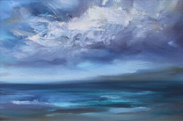 Malerei mit dem Titel "Coastal Clouds" von Adrienn Pécsek, Original-Kunstwerk, Öl