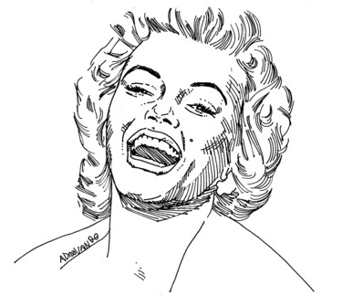 图画 标题为“Marilyn Monroe” 由Adrovando Claro, 原创艺术品, 墨