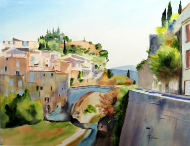 Malerei mit dem Titel "Vaison la Romaine" von Adyne Gohy, Original-Kunstwerk, Aquarell